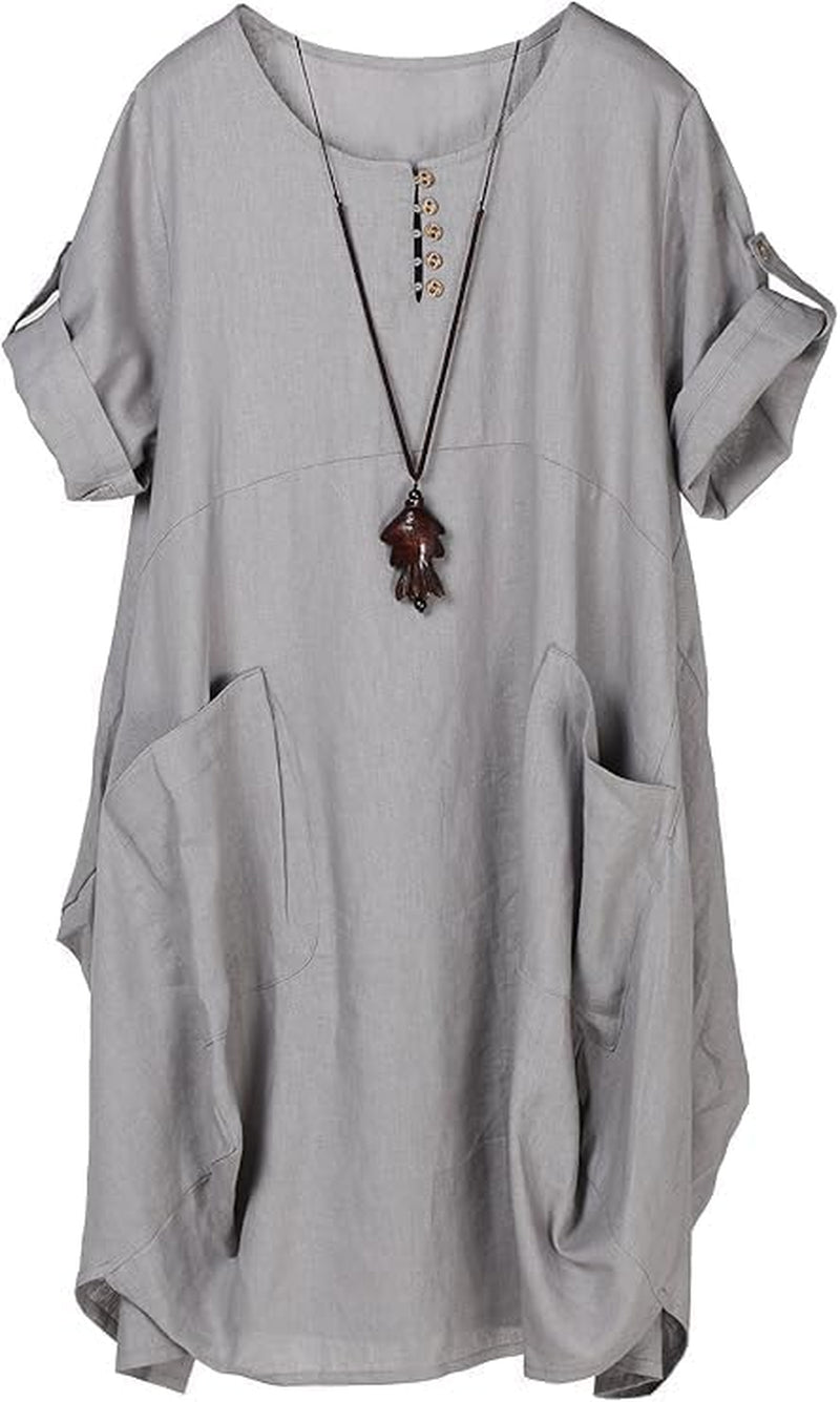 Women'S Ruffle Oversize Casual Midi Dresses with Pockets