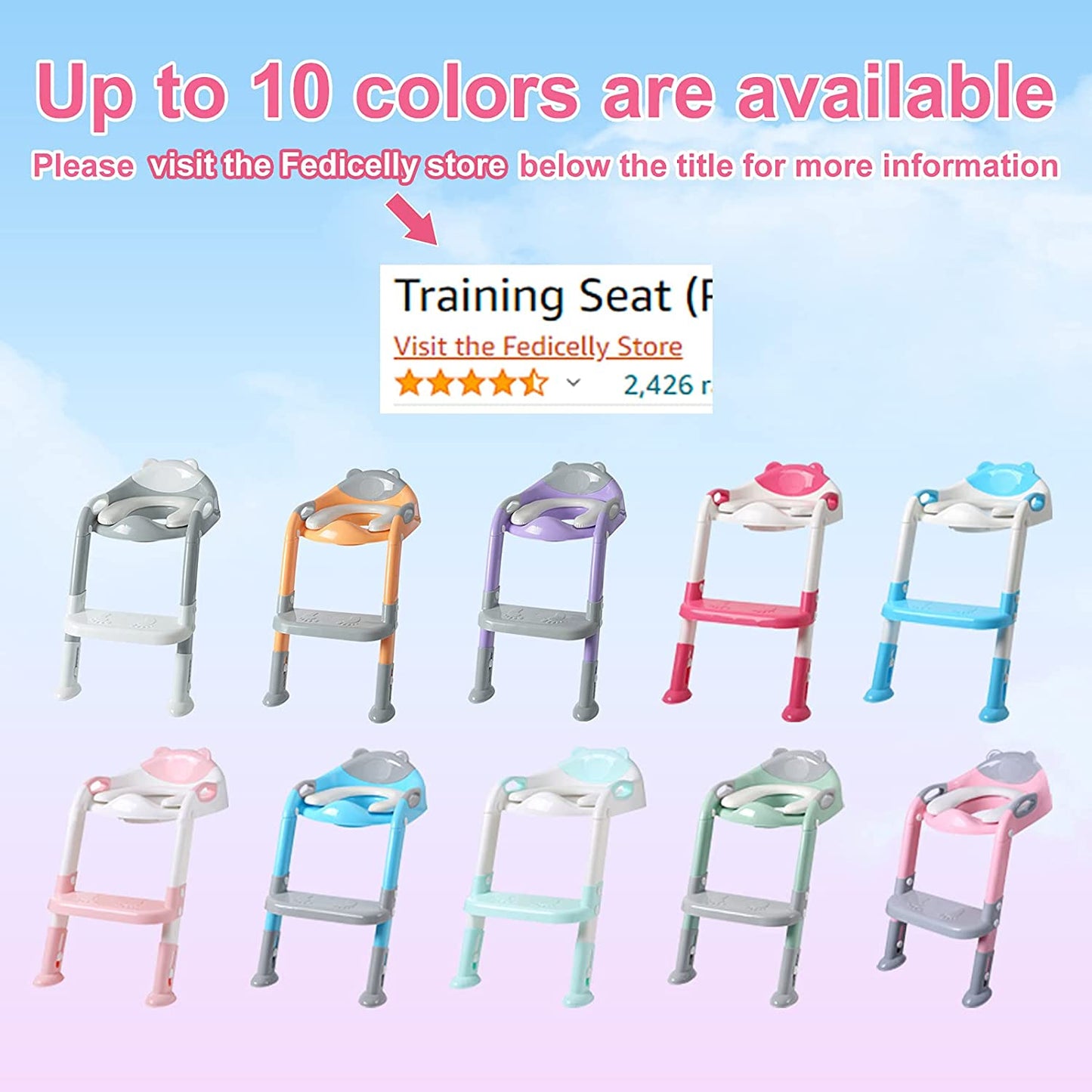 Potty Training Seat Ladder Girls,Toddlers Toilet Seat,Kids Stool (Rose Pink)