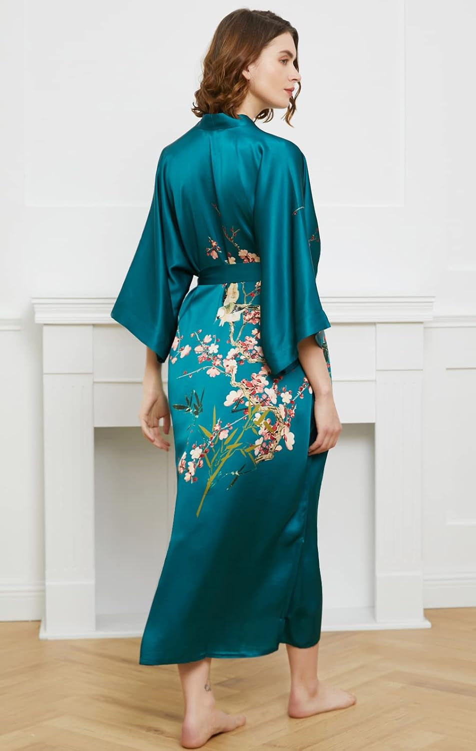 Women'S 100% Silk Kimono Long Robe - Classic Colors and Prints