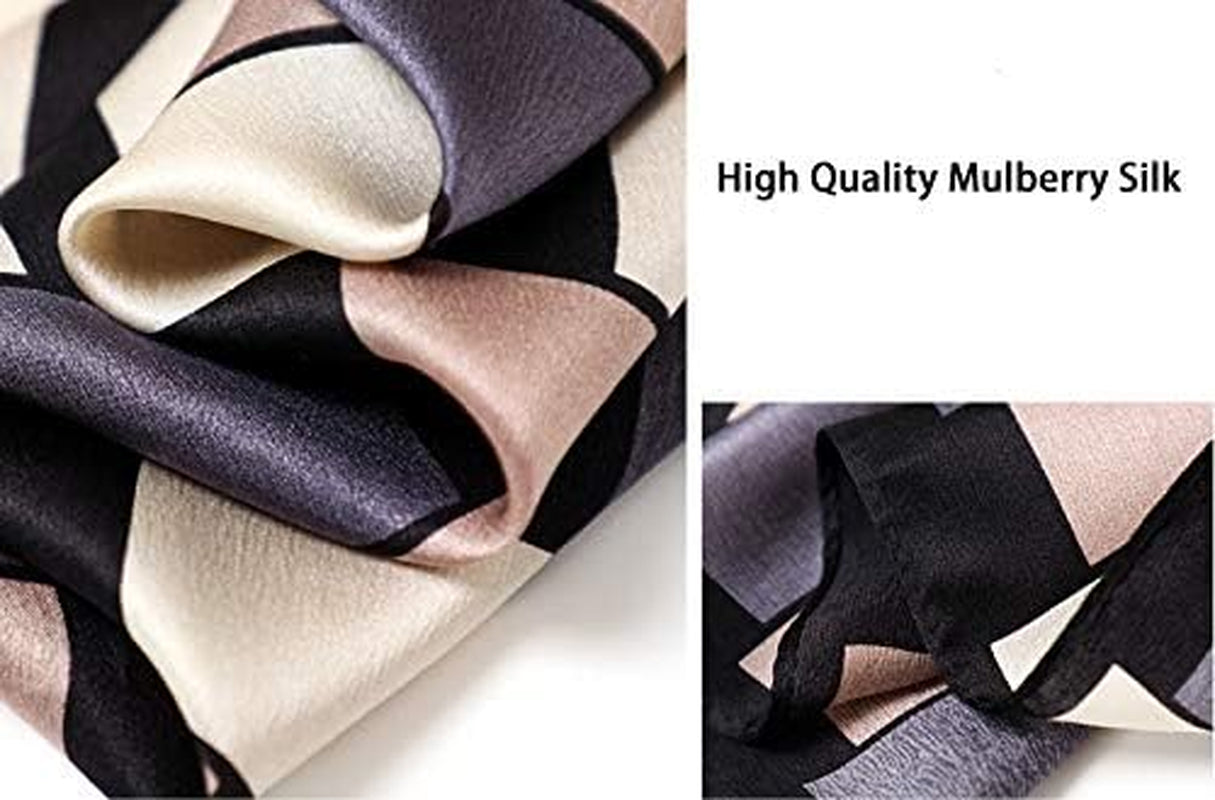 100% Mulberry Silk Square Scarf for Hair-25.6" X25.6'' Women Men Natural Silk Neckerchief Digital Printed Headscarf