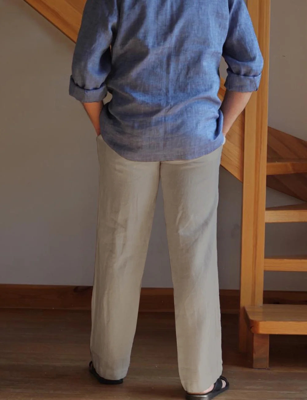 Mens Cotton Linen Drawstring Pants Elastic Waist Casual Jogger Yoga Pants