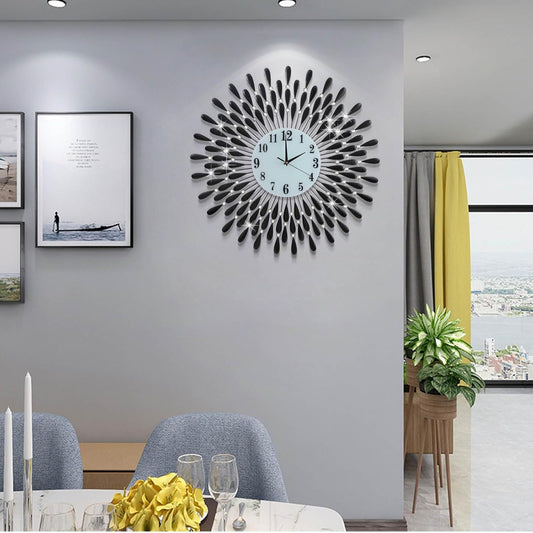 28.0 Inch Modern Elegant Silent Wall Clock, Quartz Non-Ticking Large Wall Clock for Living Room Kitchen Office Decor