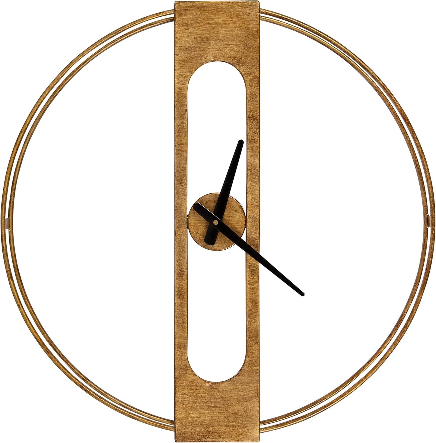 Urgo Numberless Modern Metal Wall Clock, Gold Finish with Black Hands
