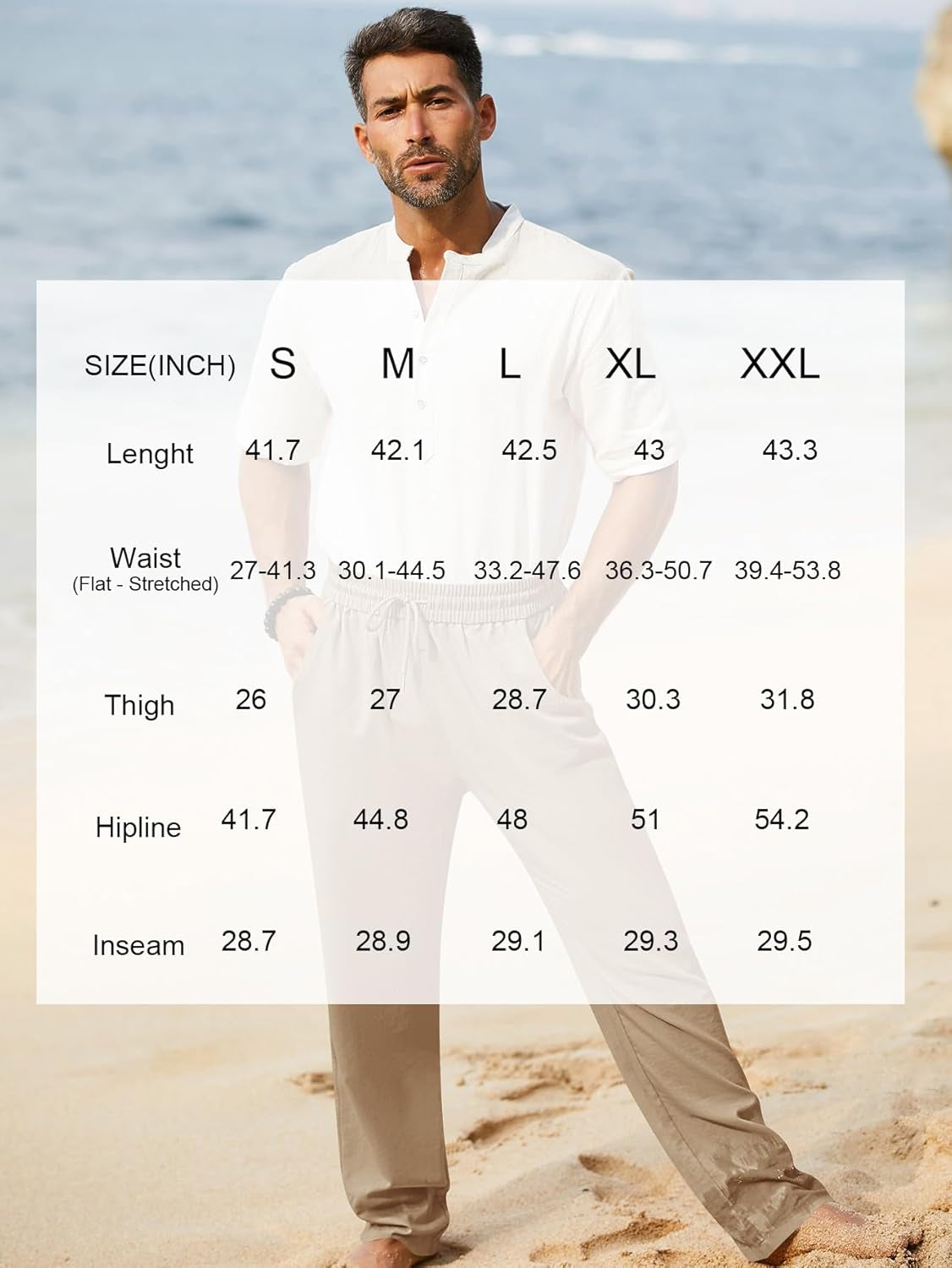 Linen Pants Men Casual 2025 Summer Beach Elastic Drawstring Waist Yoga Pants Travel Baggy Work Pant Pajama