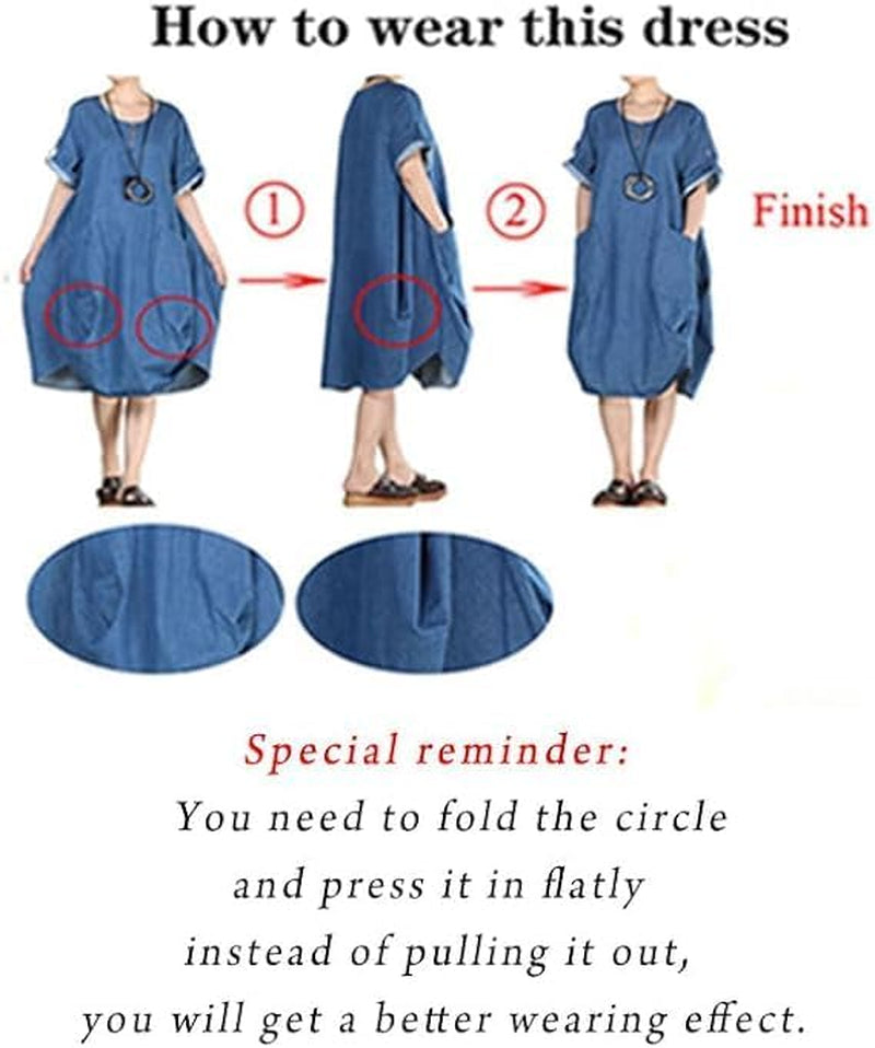 Women'S Ruffle Oversize Casual Midi Dresses with Pockets