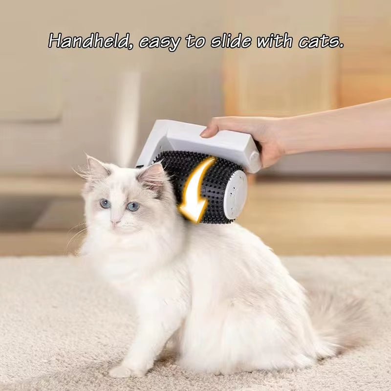 Smart Cat Self Groomer with Catnip Automatic Rotating Cat Massager Wall Corner Groomers Smart Self Cleaning Cat Brush