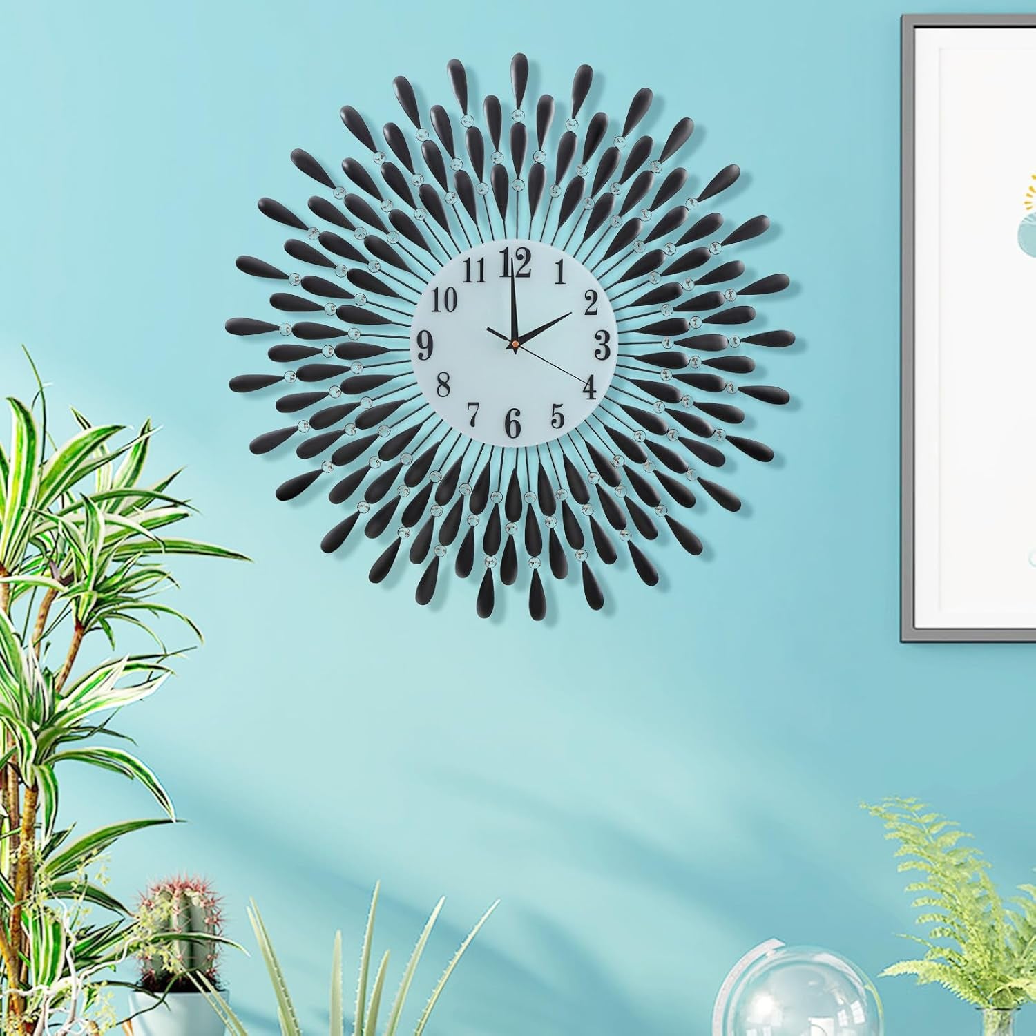 28.0 Inch Modern Elegant Silent Wall Clock, Quartz Non-Ticking Large Wall Clock for Living Room Kitchen Office Decor