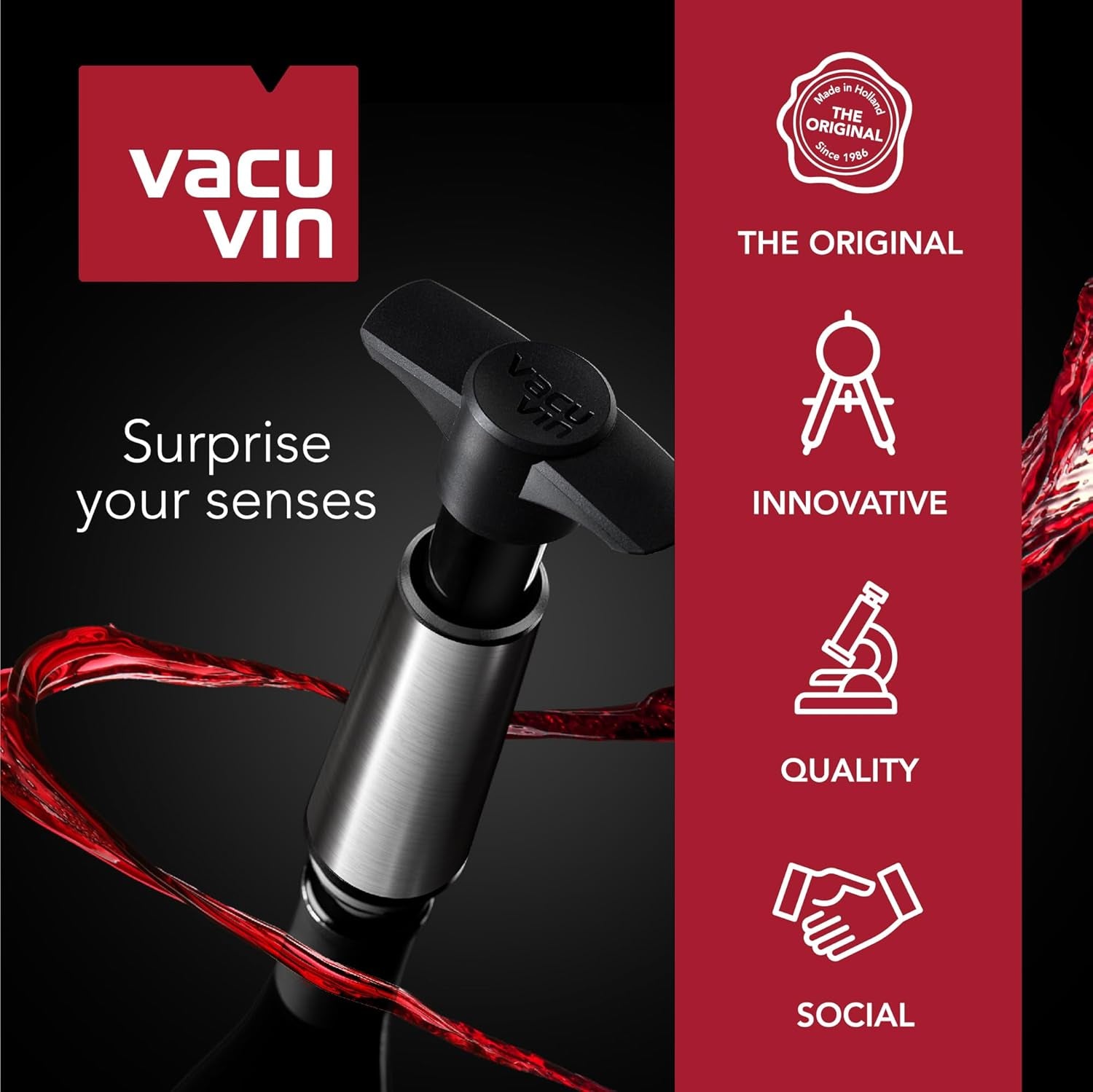 Wine Saver Vacuum Stoppers – Set of 6 – Gray – Airtight Seal for Opened Bottles – Preserves Wine Freshness up to 10 Days – Reusable & Dishwasher Safe – for Wine Saver Pump