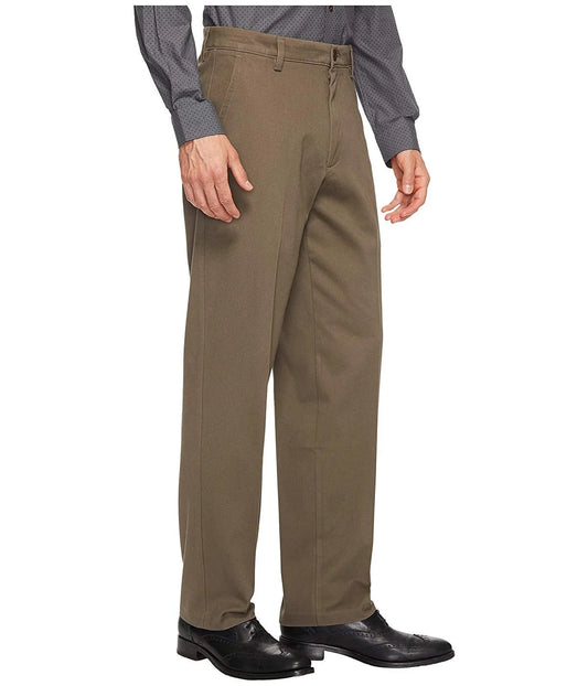 Men'S Classic Flat Front Easy Khaki Pant with Stretch