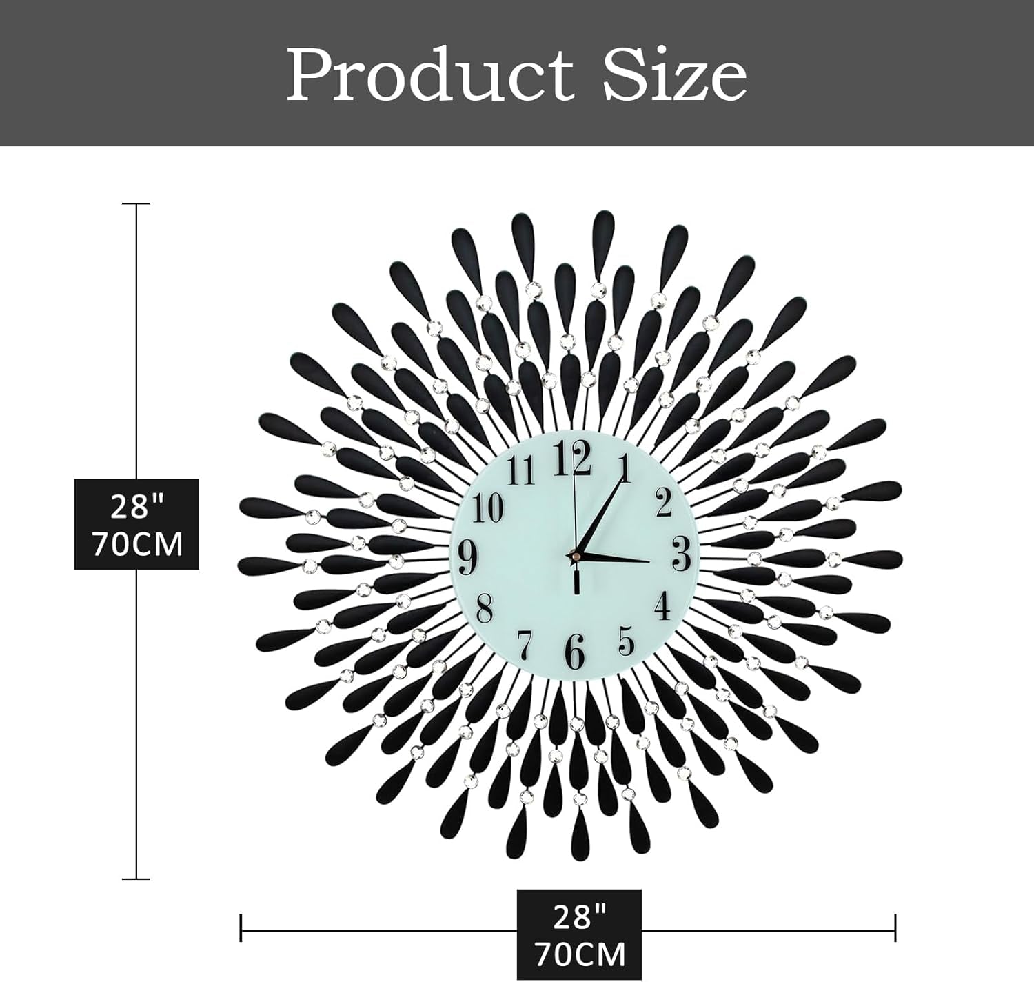 28.0 Inch Modern Elegant Silent Wall Clock, Quartz Non-Ticking Large Wall Clock for Living Room Kitchen Office Decor