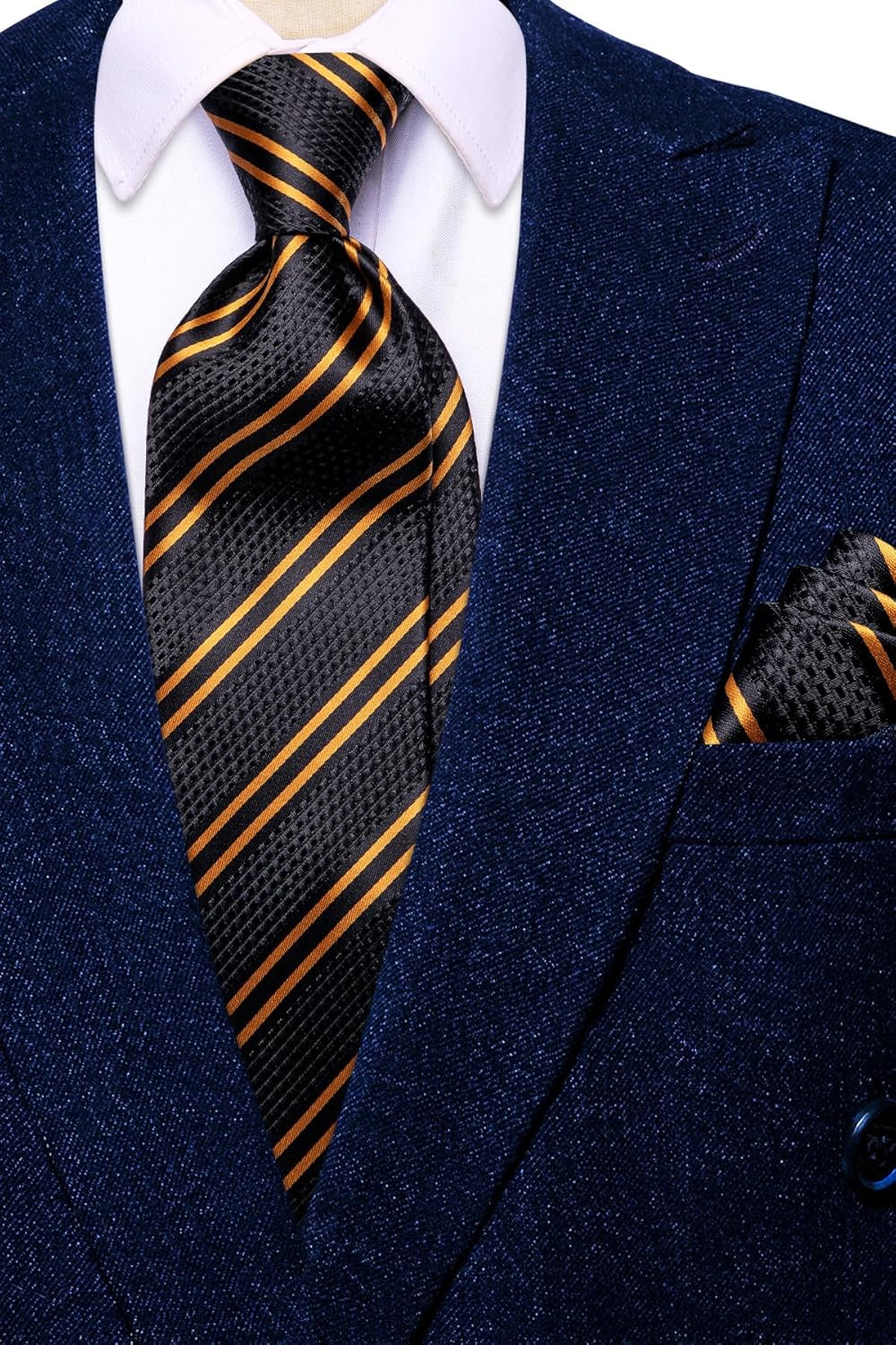 Men Ties Sets Silk Stripe Paisley Necktie Pocket Square Cufflinks for Business Wedding