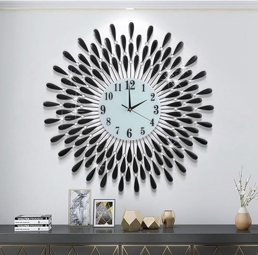 28.0 Inch Modern Elegant Silent Wall Clock, Quartz Non-Ticking Large Wall Clock for Living Room Kitchen Office Decor