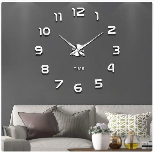 Frameless DIY Wall Clock 3D Mirror Wall Clock Large Mute Wall Stickers for Living Room Bedroom Home Decorations