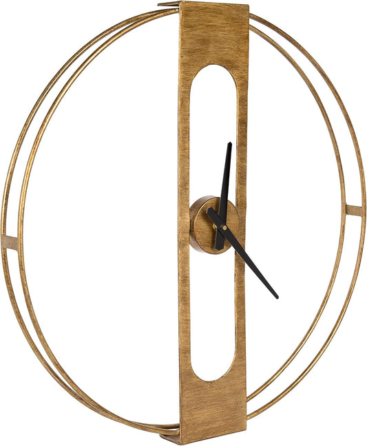 Urgo Numberless Modern Metal Wall Clock, Gold Finish with Black Hands