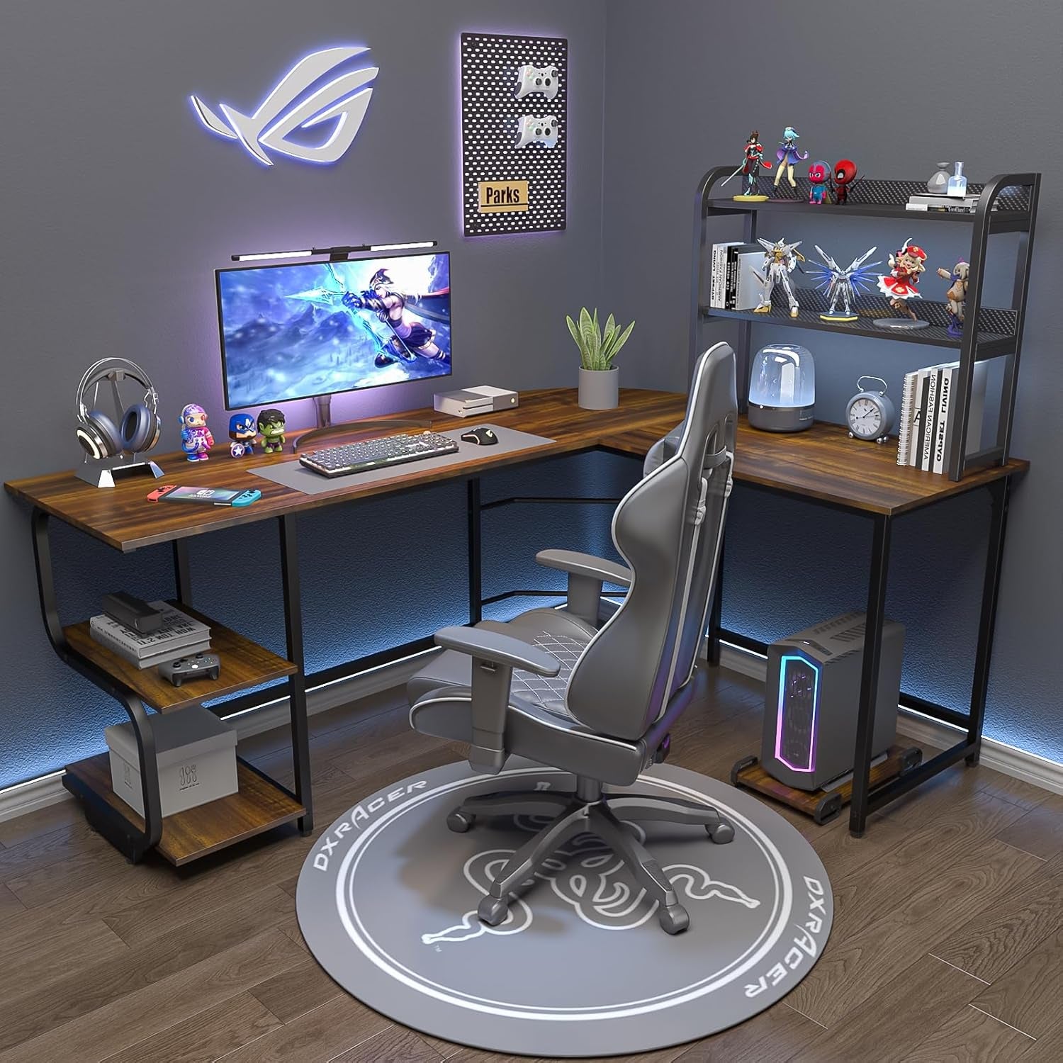 Reversible L Shaped Desk with Large Surface, 69 Inch Sturdy Corner Desk with Storage Shelves, Premium Office Computer Desk Workstation for Home Office Gaming