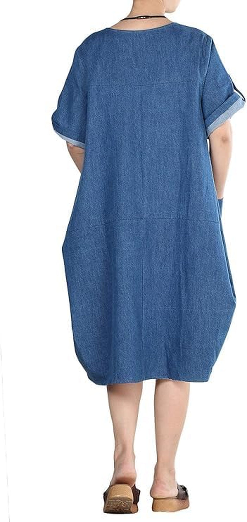 Women'S Ruffle Oversize Casual Midi Dresses with Pockets