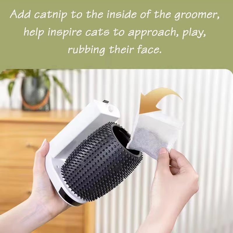 Smart Cat Self Groomer with Catnip Automatic Rotating Cat Massager Wall Corner Groomers Smart Self Cleaning Cat Brush