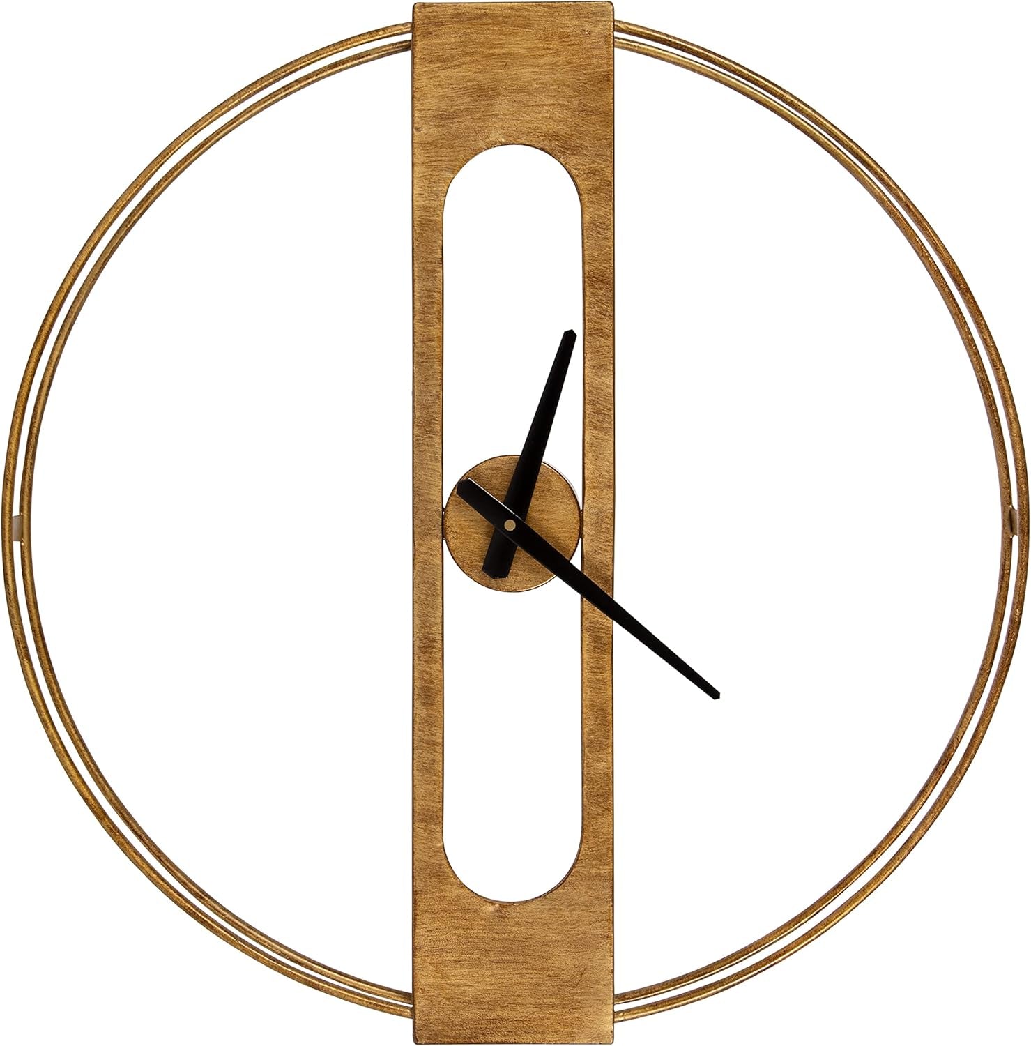 Urgo Numberless Modern Metal Wall Clock, Gold Finish with Black Hands