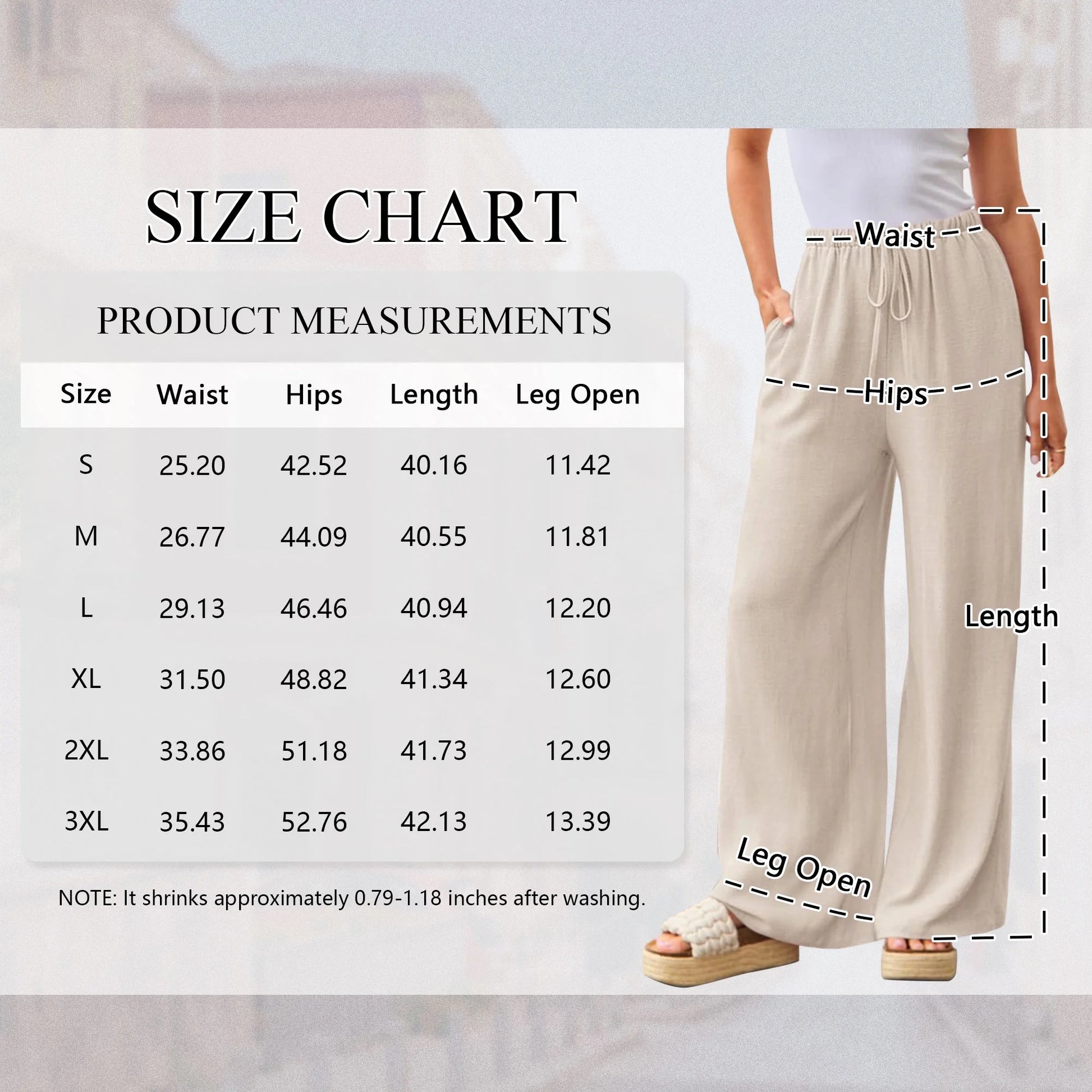 Pants for Women Wide Leg Linen Pant Casual Palazzo Summer Flowy Pants with Pocket Apricot Drawstring Comfy Loose Lounge Pants S