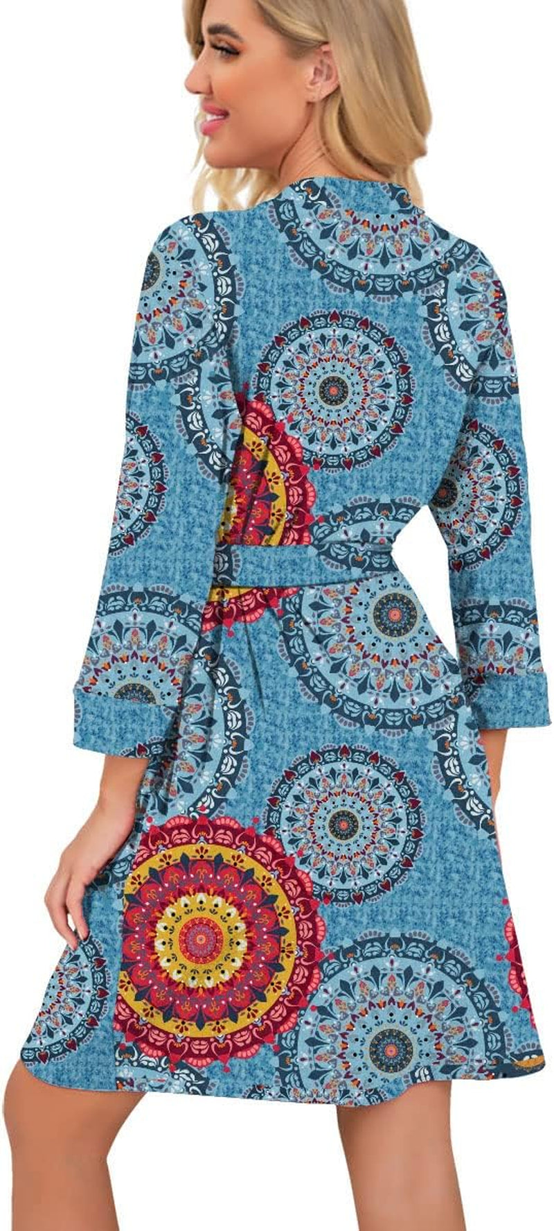 Women Kimono Robes Short Lightweight Robe Soft Knit Sleepwear Casual Knit Bathrobe Ladies Loungewear