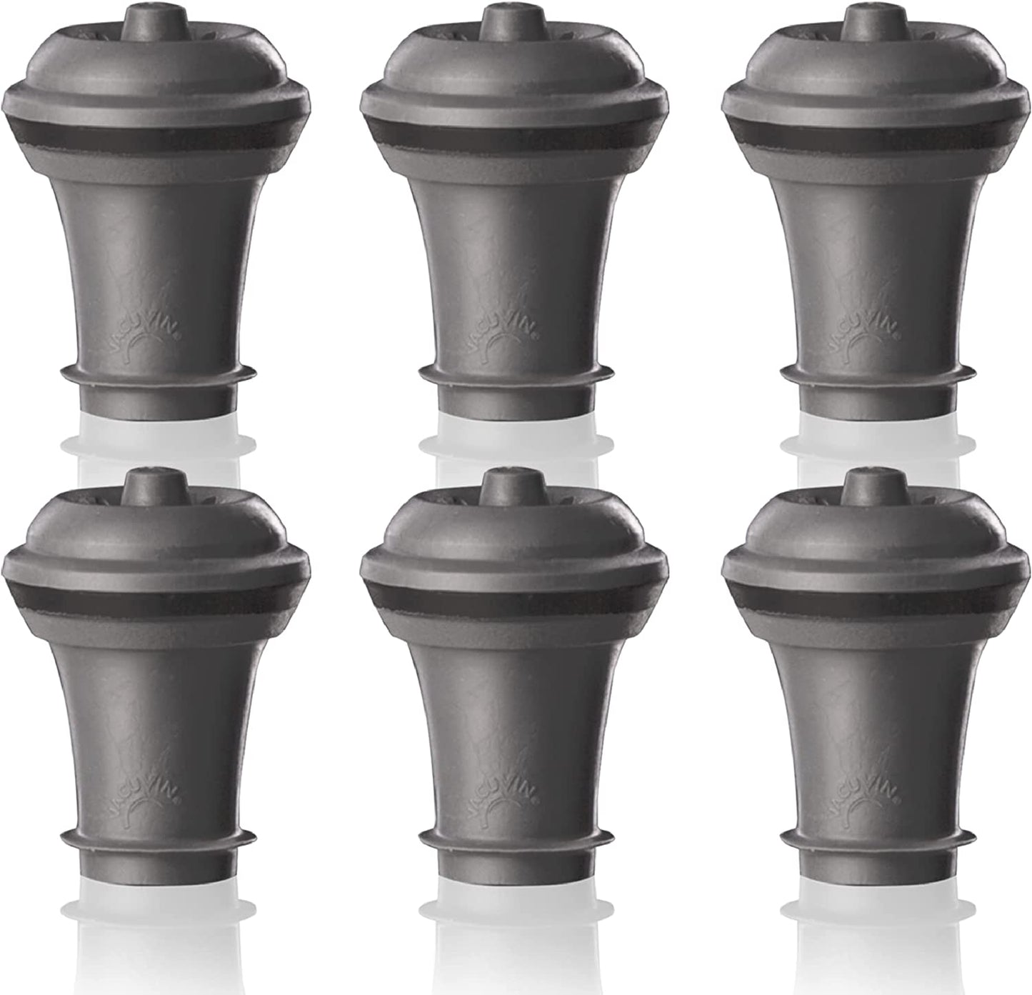 Wine Saver Vacuum Stoppers – Set of 6 – Gray – Airtight Seal for Opened Bottles – Preserves Wine Freshness up to 10 Days – Reusable & Dishwasher Safe – for Wine Saver Pump
