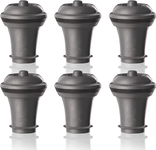 Wine Saver Vacuum Stoppers – Set of 6 – Gray – Airtight Seal for Opened Bottles – Preserves Wine Freshness up to 10 Days – Reusable & Dishwasher Safe – for Wine Saver Pump